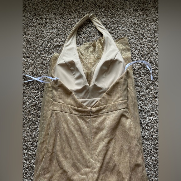 BHLDN JILL STUART CHAMPAGNE SPARKLE HALTER NECK MARA JUMPSUIT - Picture 4 of 6